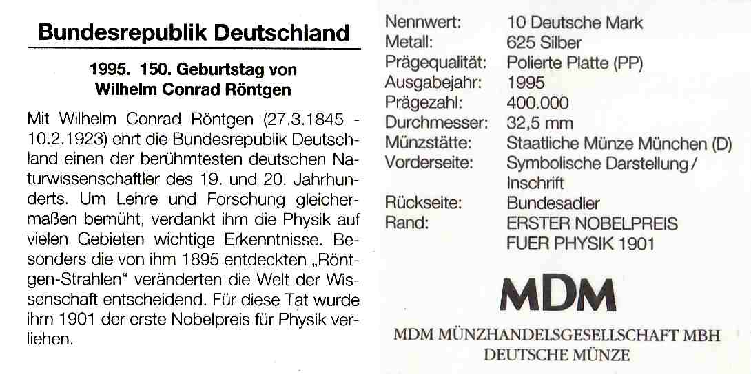 10 DM 1995 Wilhelm Conrad Röntgen1 pp