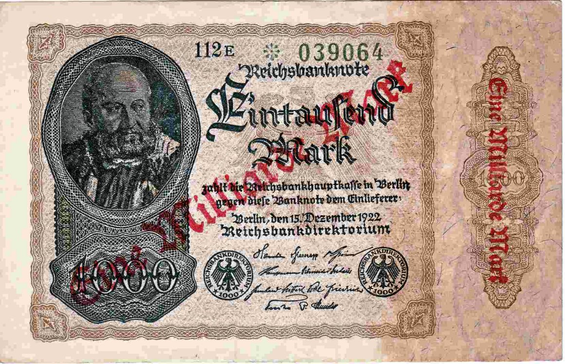 1 Milliarde Mark Reichsbanknote 1923 F