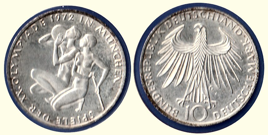 10 DM Gedenkmünze 1972 G Sportlerpaar ST
