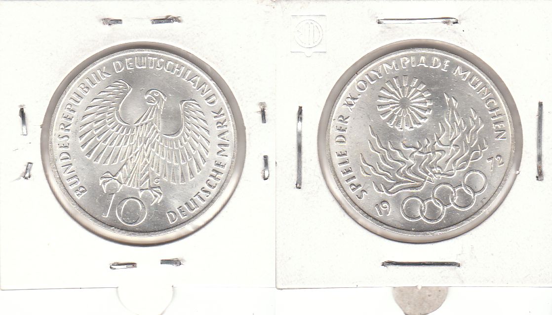 10 DM Gedenkmünze 1972 G Olympische Spiele 1972 in München – Olympisches Feuer ST