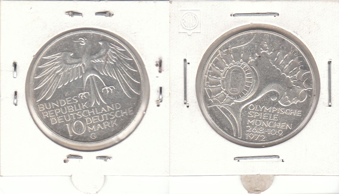 10 DM Gedenkmünze 1972 G Olympische Spiele München – Zeltdach / Olympiastadion ST