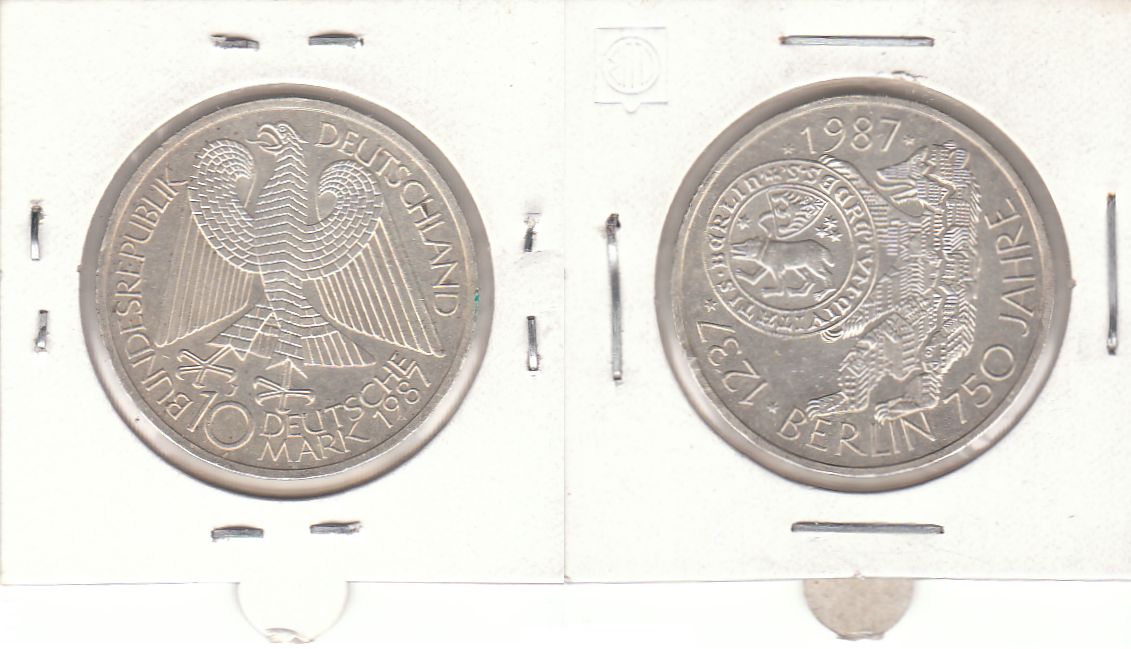 10 DM Gedenkmünze 1987 J 750 Jahre Berlin ST