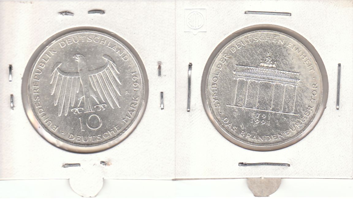 10 DM Gedenkmünze 1991 A 200 Jahre Brandenburger Tor ST