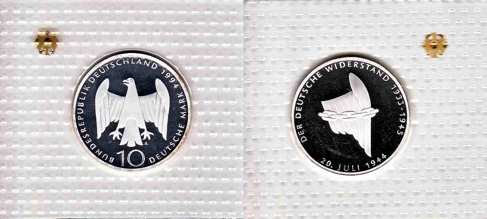 10 Deutsche Mark 1994 A Der deutsche Widerstand 20. Juli 1944 Polierte Platte PP