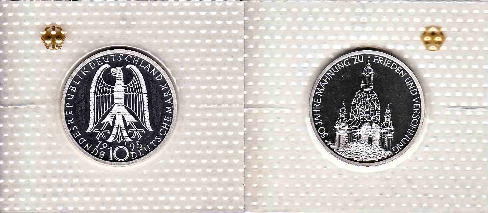 10 DM Silbermünze 1995 J – 50 Jahre Mahnung zu Frieden und Versöhnung PP