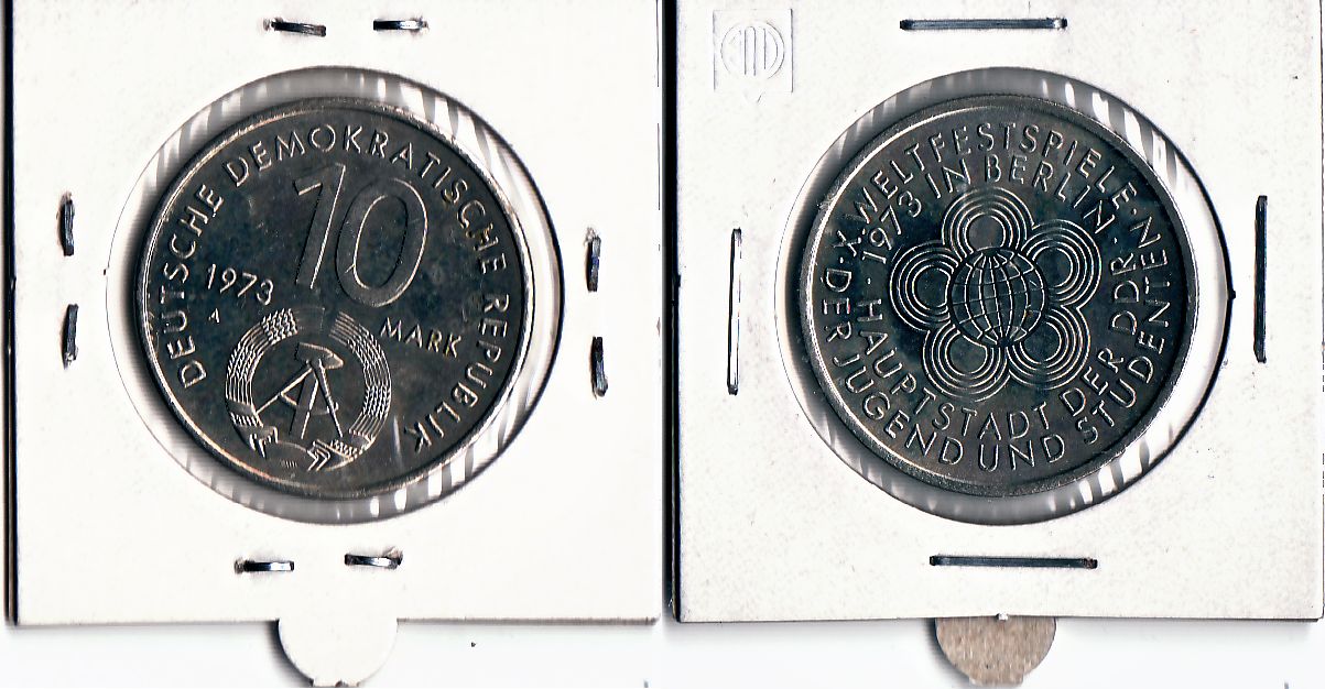 10 Mark DDR Gedenkmünze 1973 A X. Weltfestspiele der Jugend und Studenten in Berlin ST