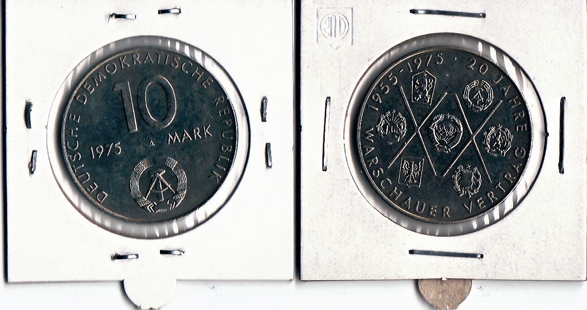 10 Mark DDR Gedenkmünze 1975 A 20 Jahre Warschauer Vertrag ST