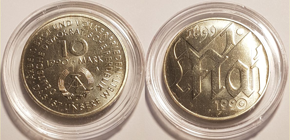 10 Mark DDR Gedenkmünze 1990 A 100 Jahre 1. Mai ST