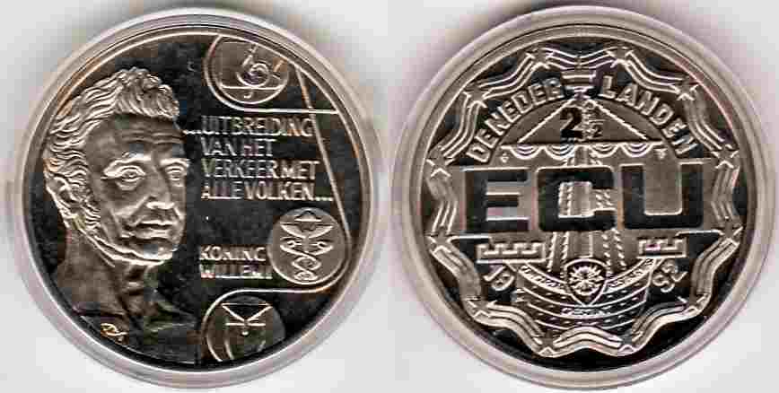 2,5 ECU Niederlande 1992 König Wilhelm I ST