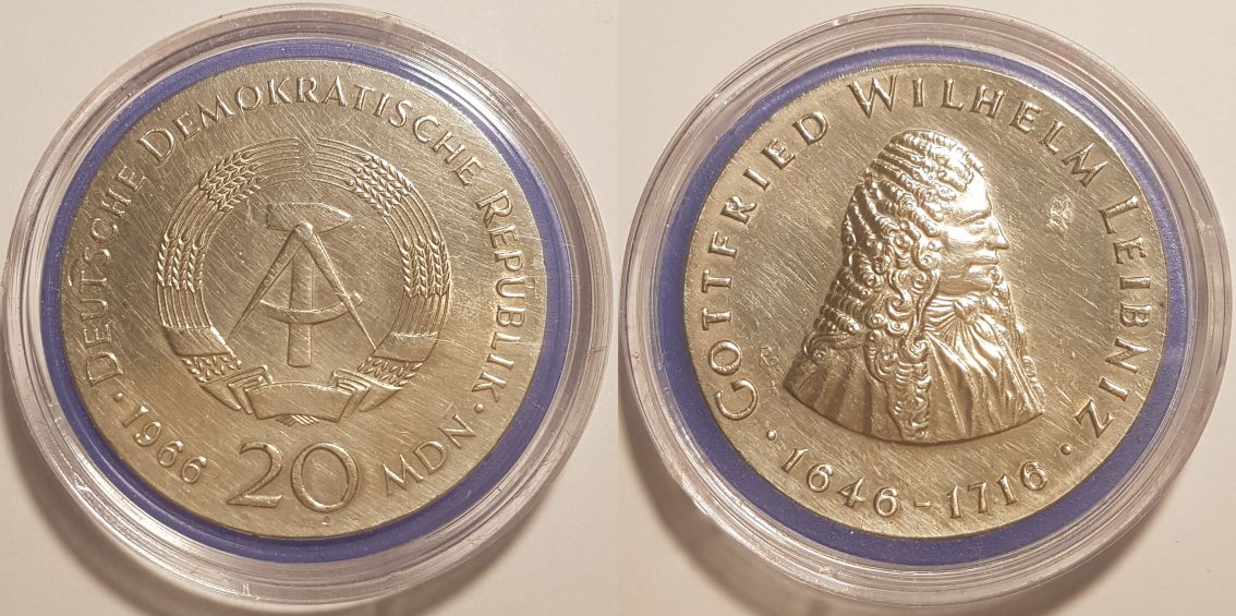 20 Mark DDR Gedenkmünze 1971 A 250. Todestag Gottfried Wilhelm Leibniz ST