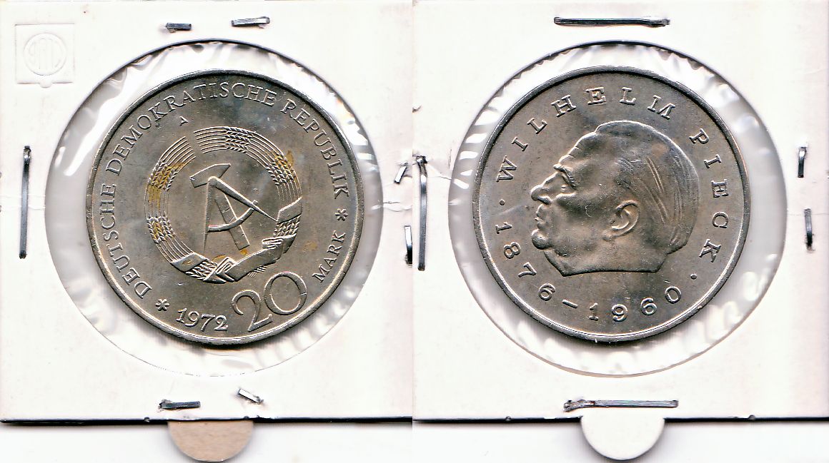 20 Mark DDR Gedenkmünze 1972 A Wilhelm Pieck ST