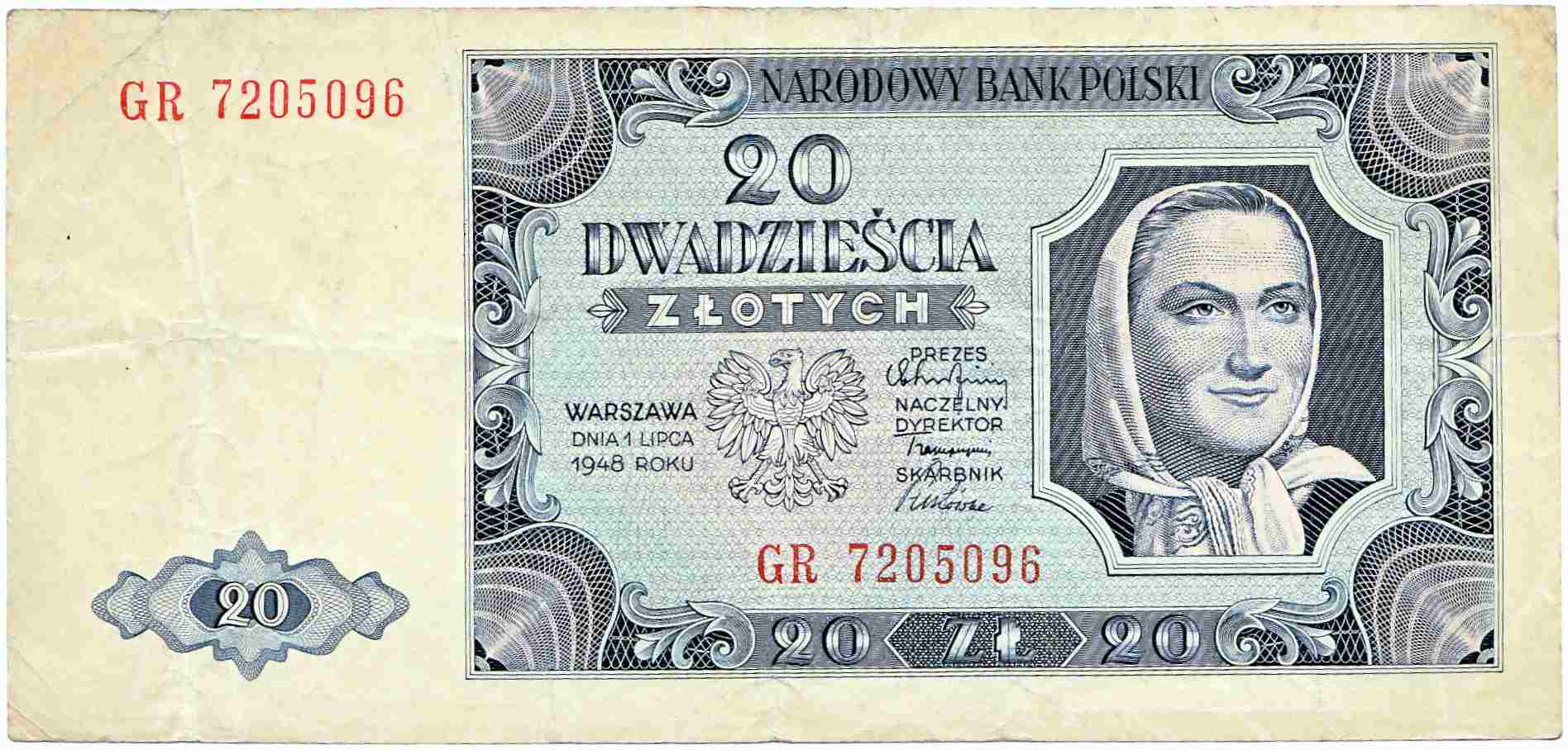 20 Złotych Banknote 1948 F