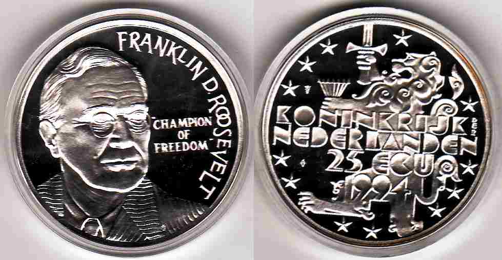 25 ECU Niederlande 1994 Franklin Delano Roosevelt PP