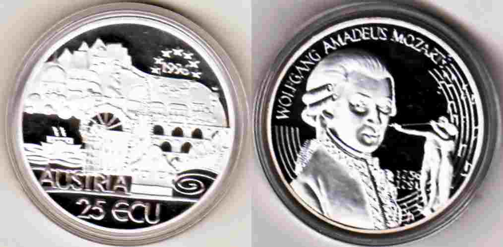 25 ECU Österreich 1996 Wolfgang Amadeus Mozart PP