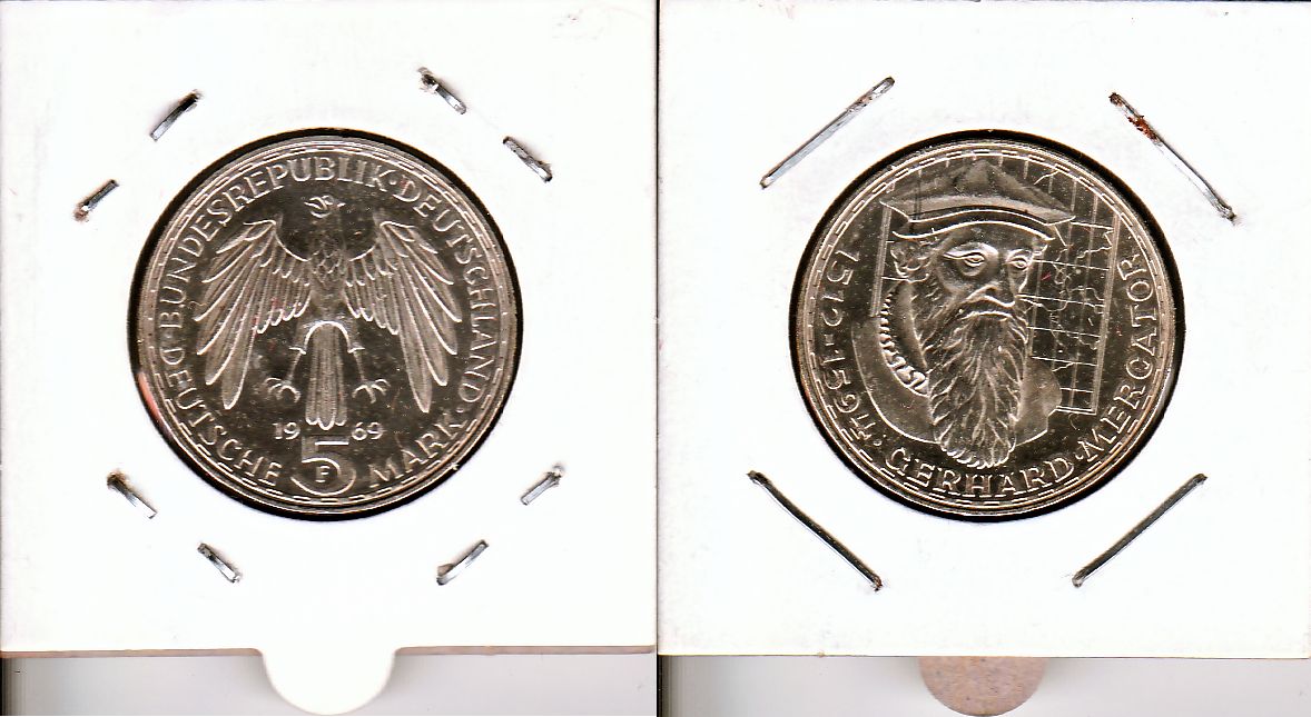 5 DM Gedenkmünze 1969 F Gerhard Mercator ST