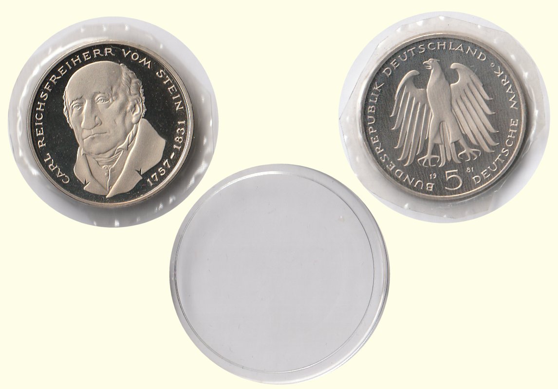 5 DM Gedenkmünze 1981 G 150. Todestag von H. F. K. Reichsfreiherr v. Stein2 PP