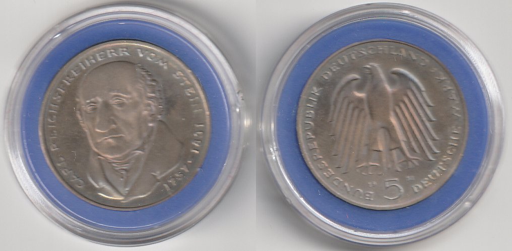 5 DM Gedenkmünze 1981 J 150. Todestag Carl Reichsfreiherr vom Stein ST