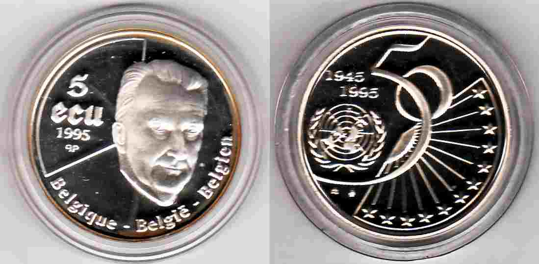 5 ECU Belgien 1995 50 Jahre UNO – König Albert II. PP