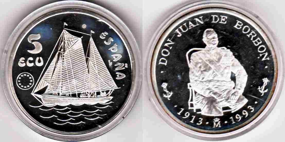 5 ECU Spanien 1993 Segelschiff Saltillo – Don Juan III. ST