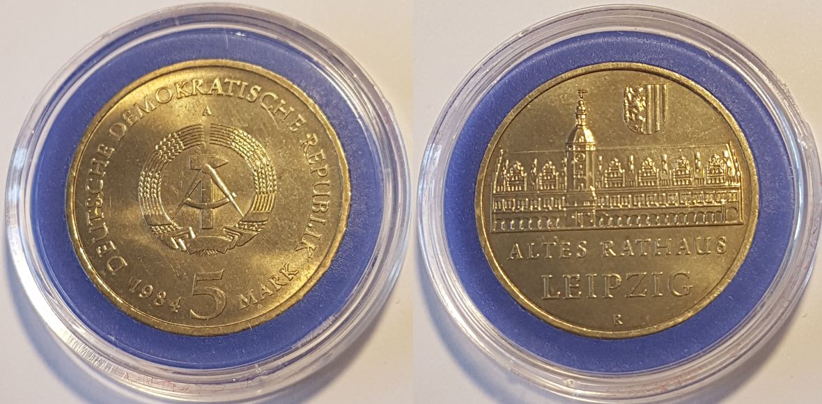 5 Mark DDR Gedenkmünze 1984 A Altes Rathaus Leipzig ST