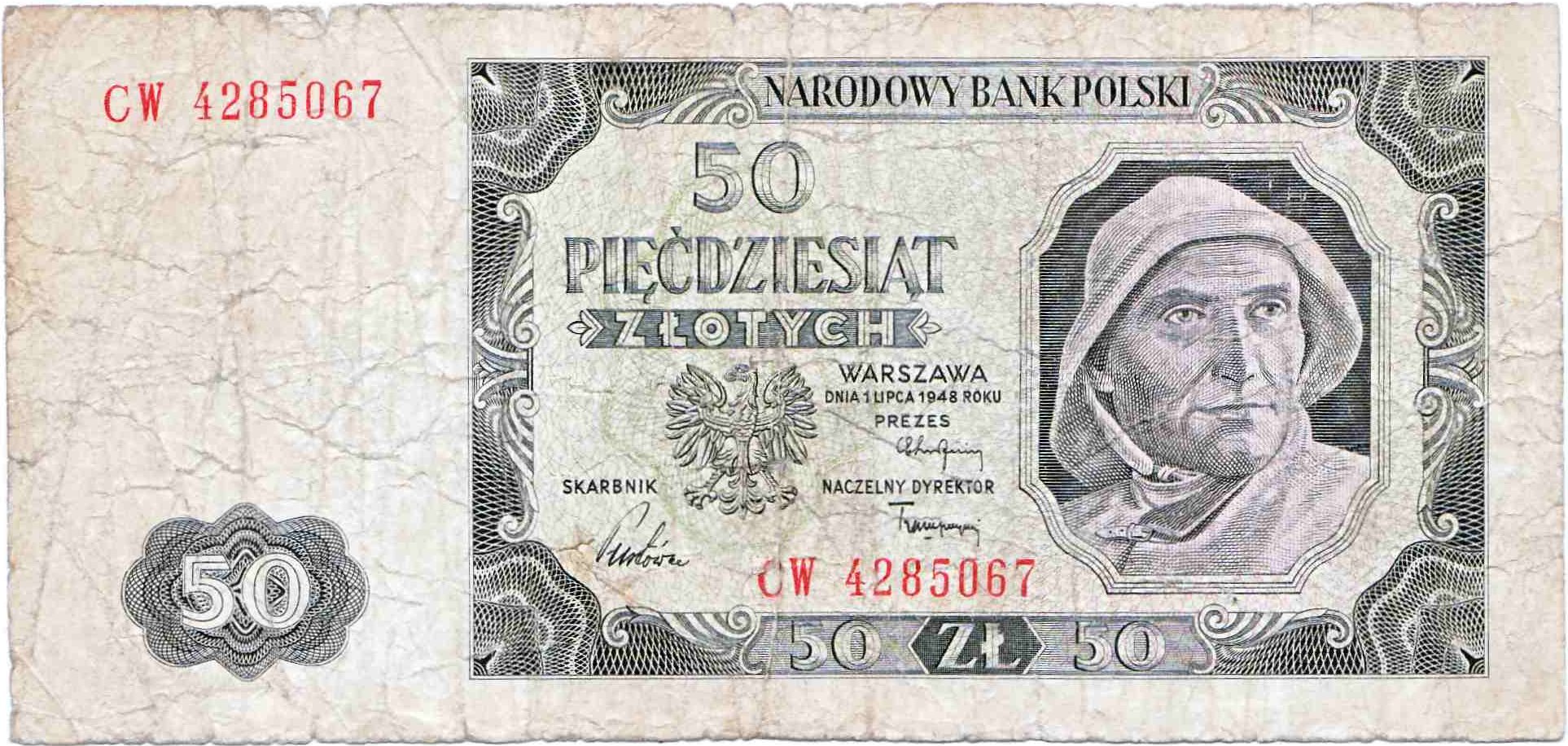 50 Złotych Banknote 1948 F