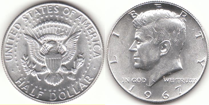 Half Dollar USA 1967 – Kennedy – Silbermünze
